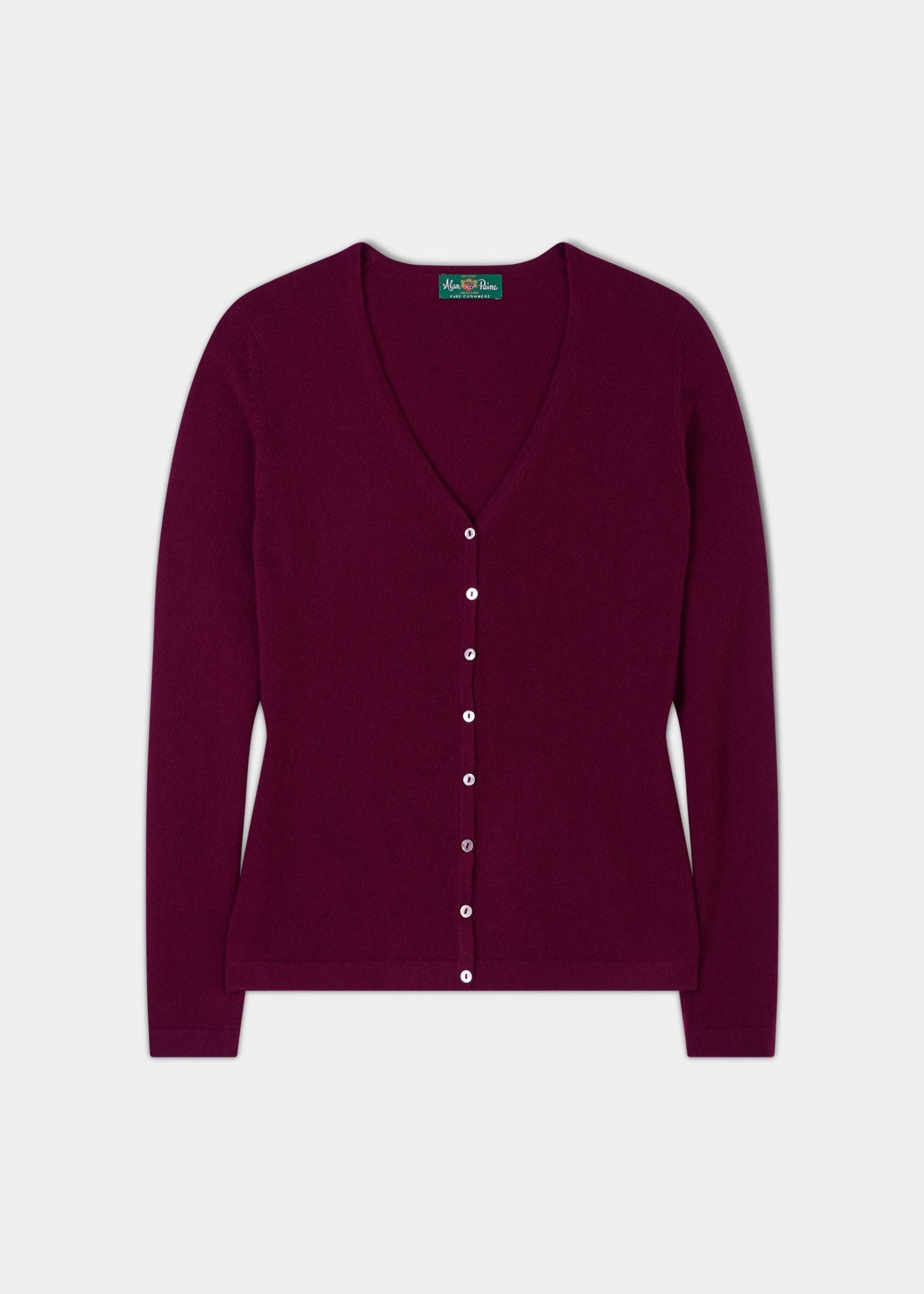 Sally Ladies Cashmere Vee Neck Cardigan In Bordeaux