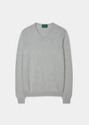 Alan Paine men's luxury cotton vee neck jumper in dove