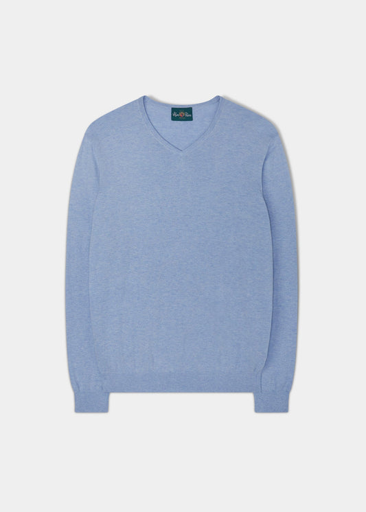 Cromford Luxury Cotton Jumper In Steel Blue