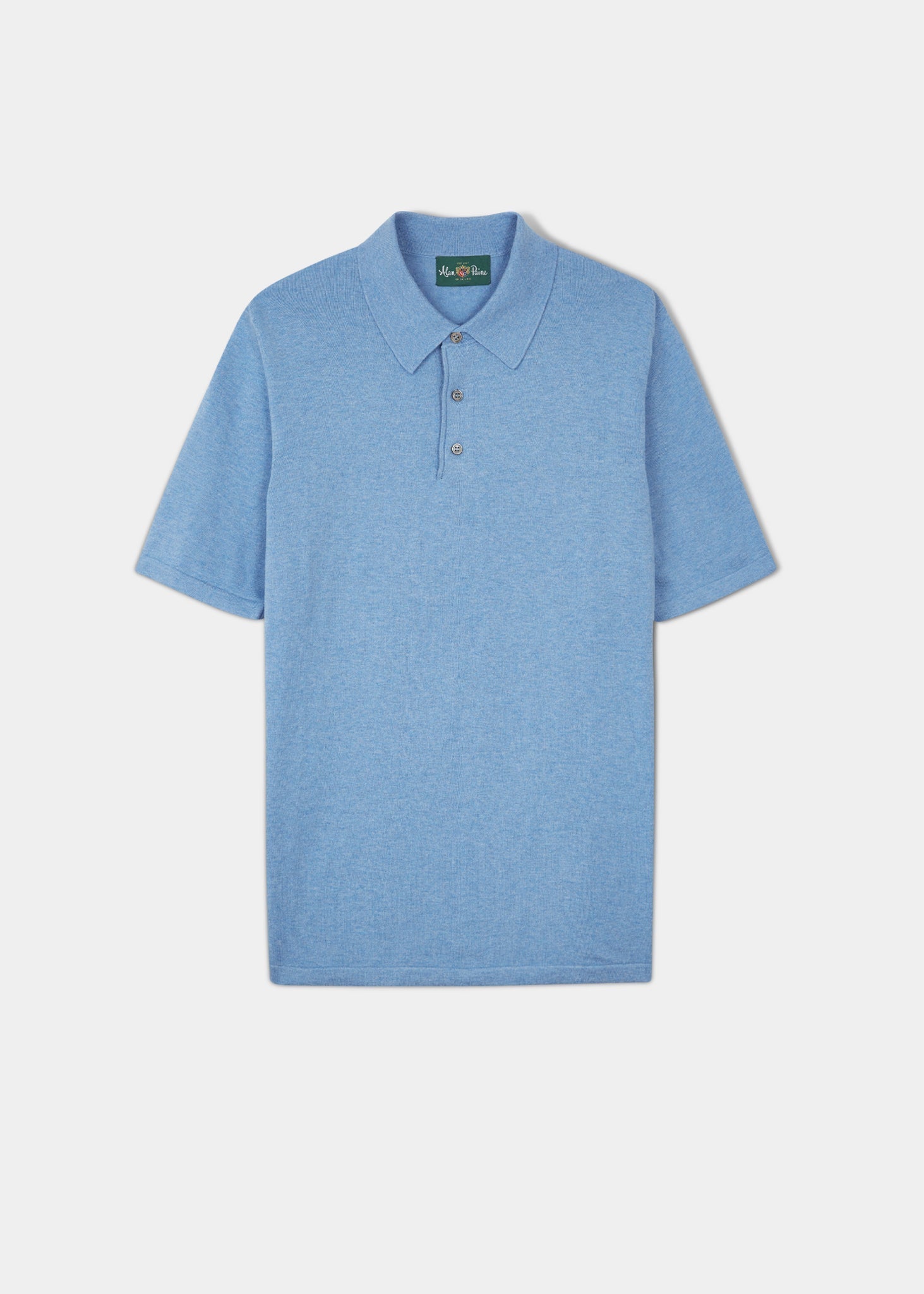 Men's luxury cotton short sleeve polo shirt in carolina blue