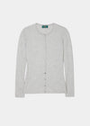 Ladies Cotton Cashmere Crew Neck Cardigan In Dove