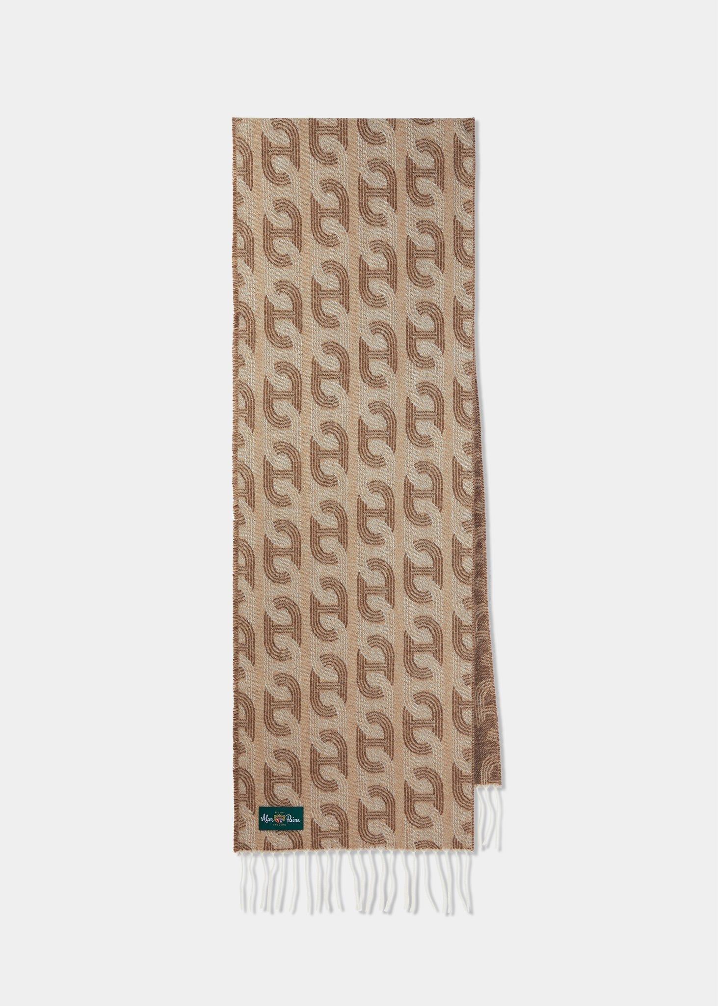 Wolvey Patterned Cashmere Scarf In Camel