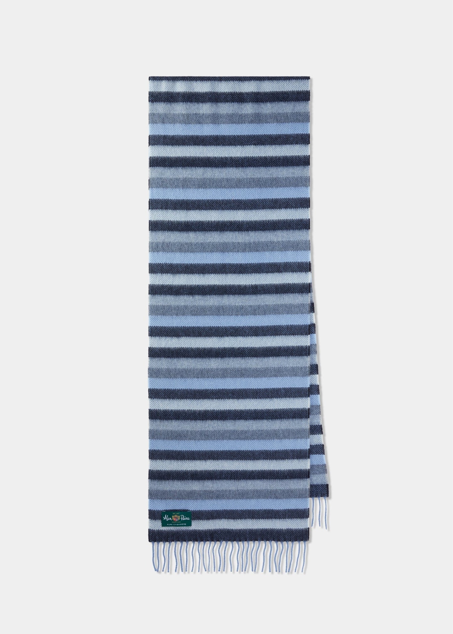 Denside Block Stripe Cashmere Scarf In Charcoal