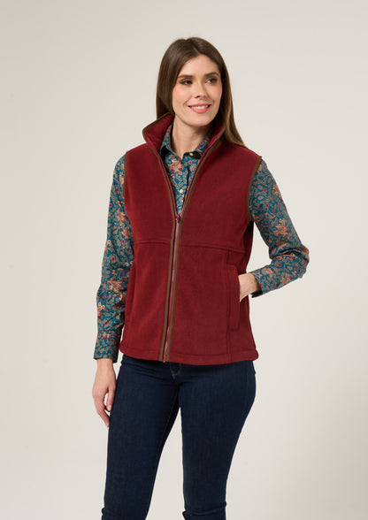 Aylsham Ladies Fleece Gilet In Bloodstone 