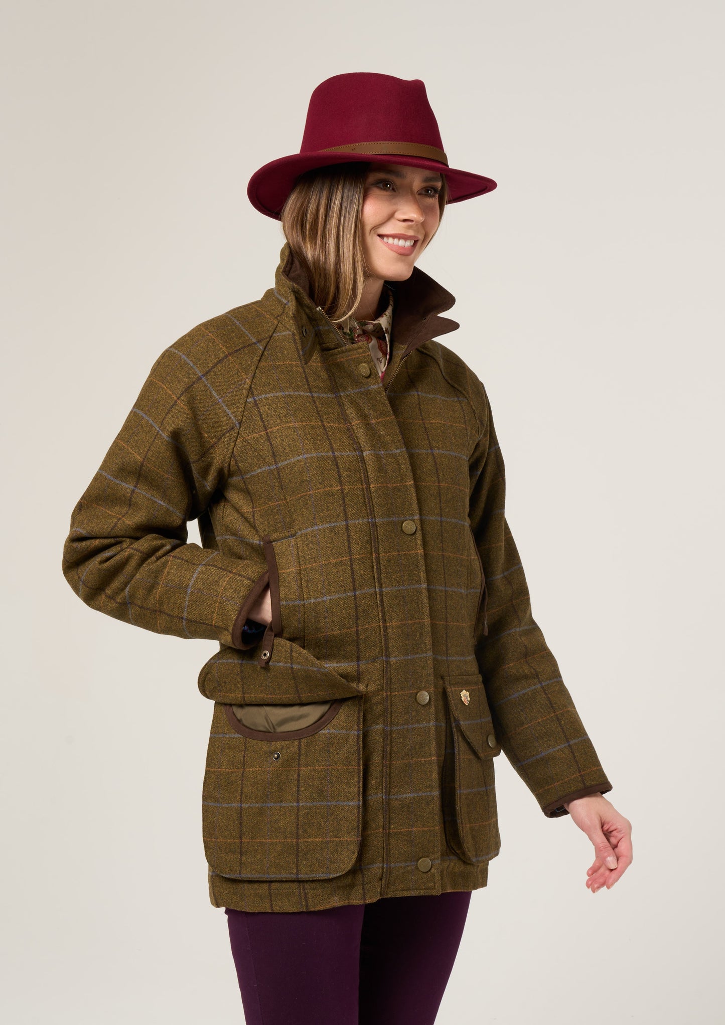 Combrook Ladies Tweed Shooting Coat In Hazel