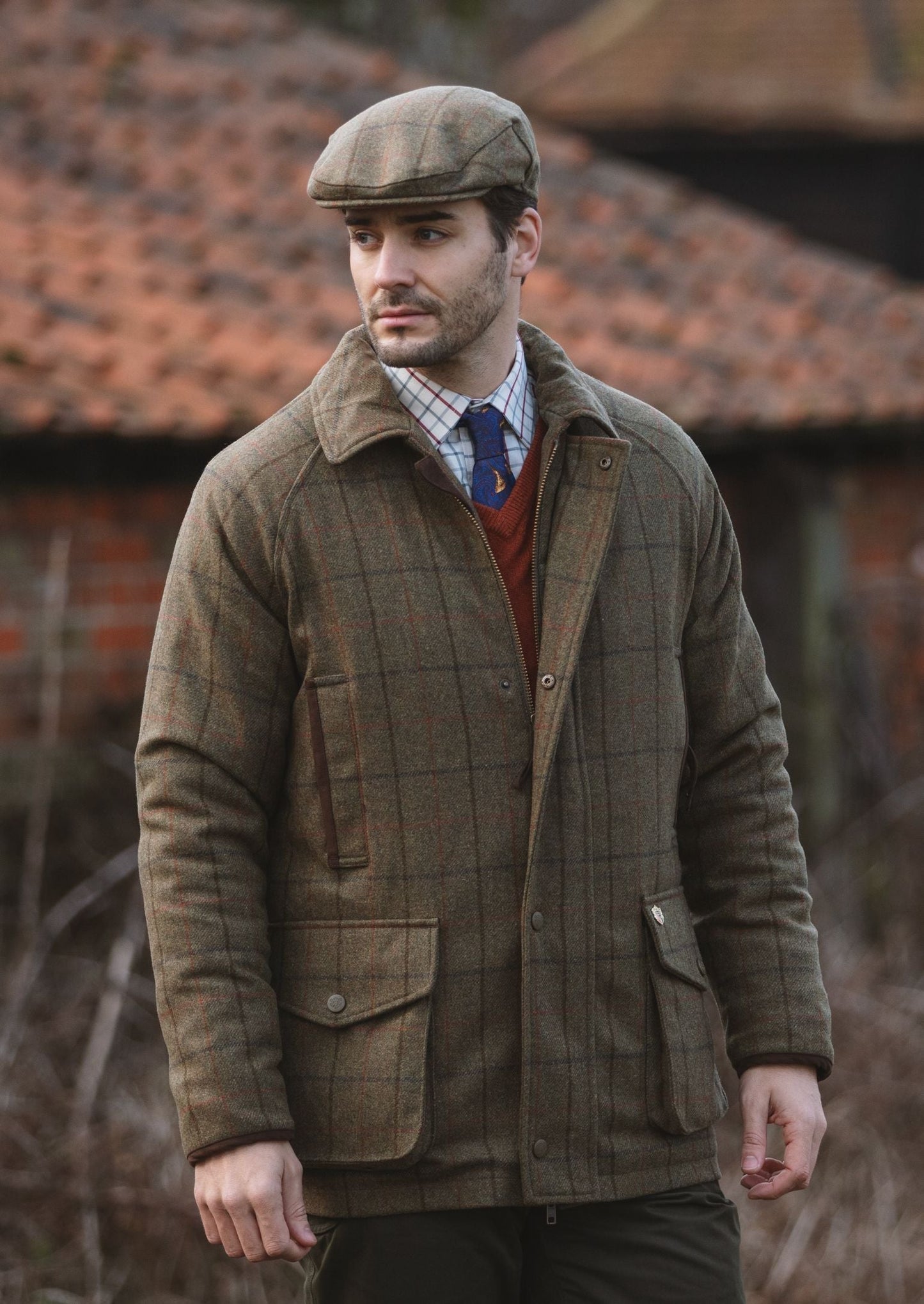 Combrook Men's Waterproof Tweed Coat In Thyme