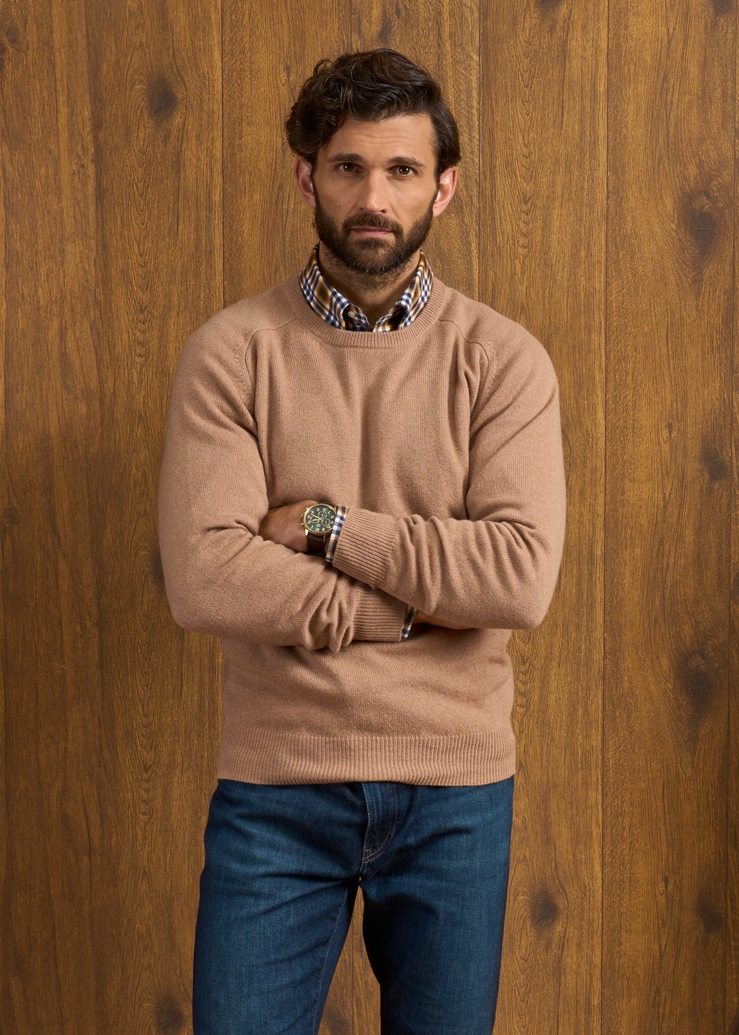 Dorset Men's Lambswool Jumper in Camel - Classic Fit