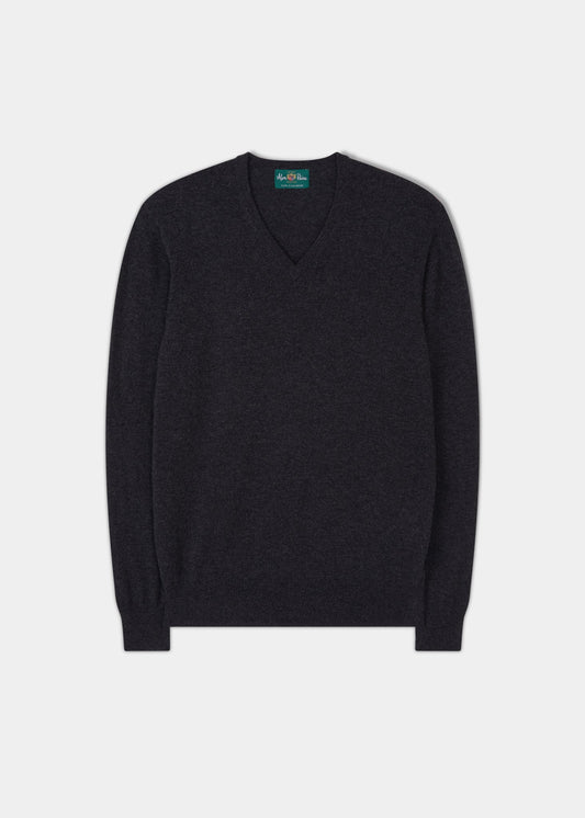 Haddington Cashmere Jumper in Charcoal - Regular Fit