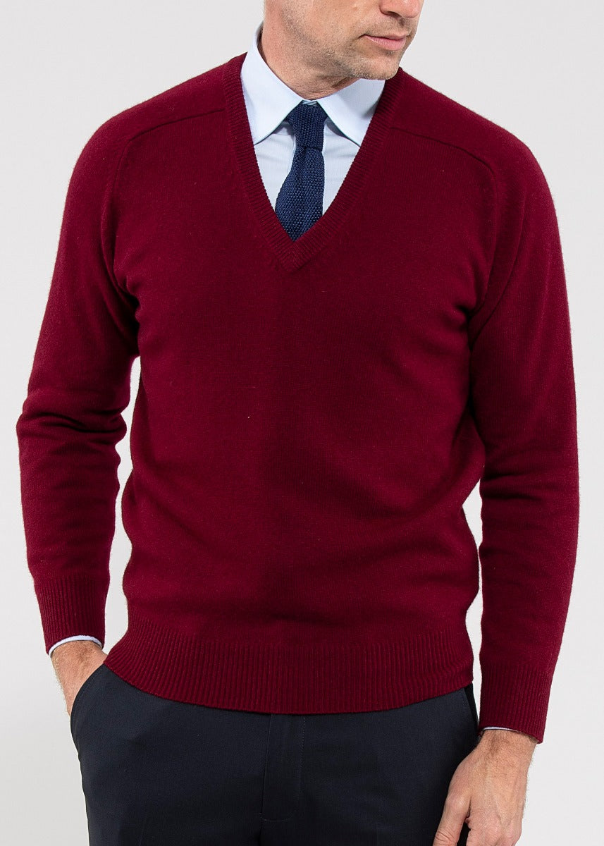 Hampshire Lambswool Saddle Shoulder Bordeaux Jumper 