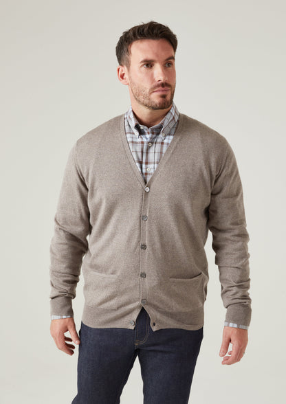 Hockley Men's Merino Wool Cardigan in Mushroom