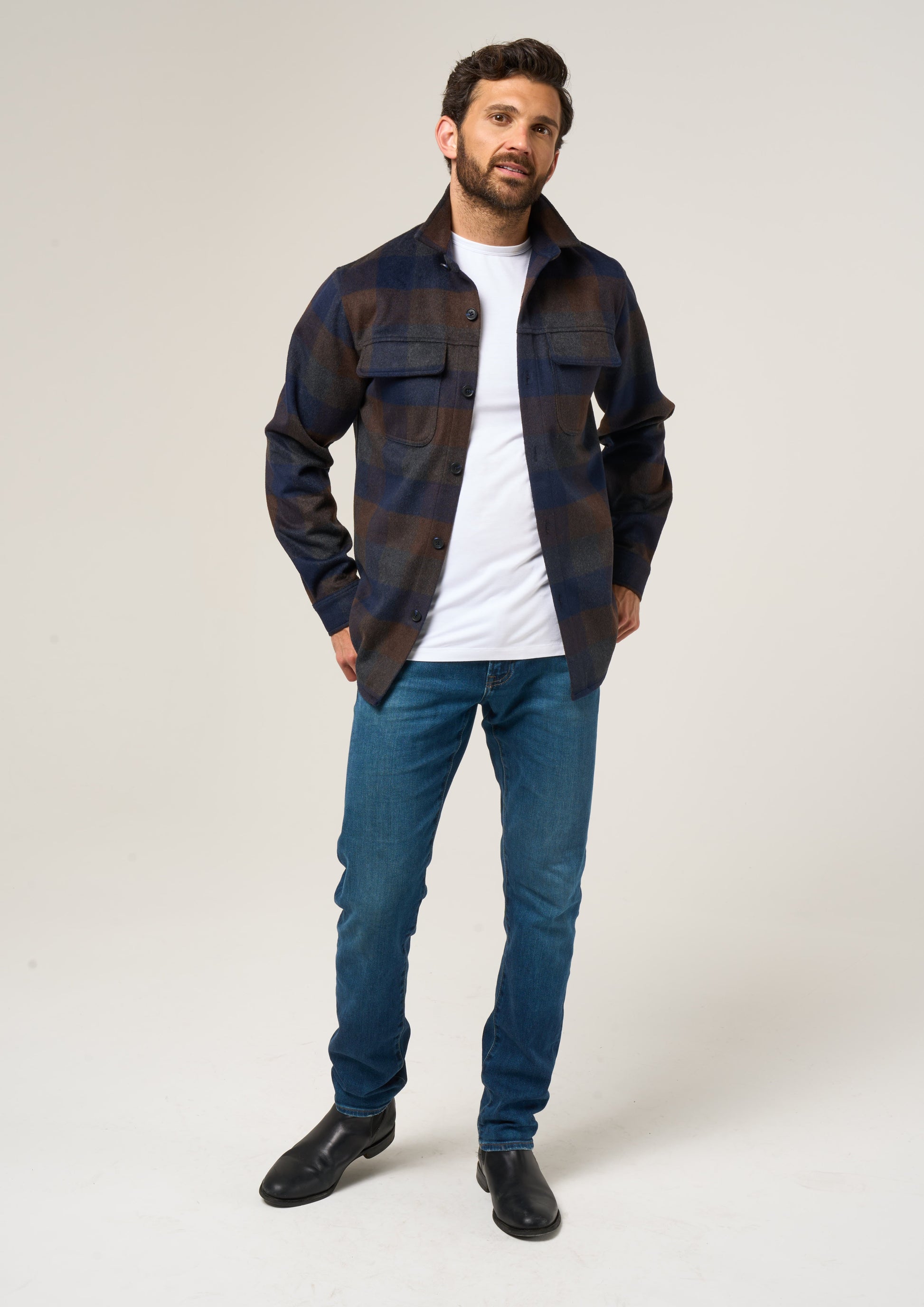 Ripley Men's Plaid Shacket in Navy