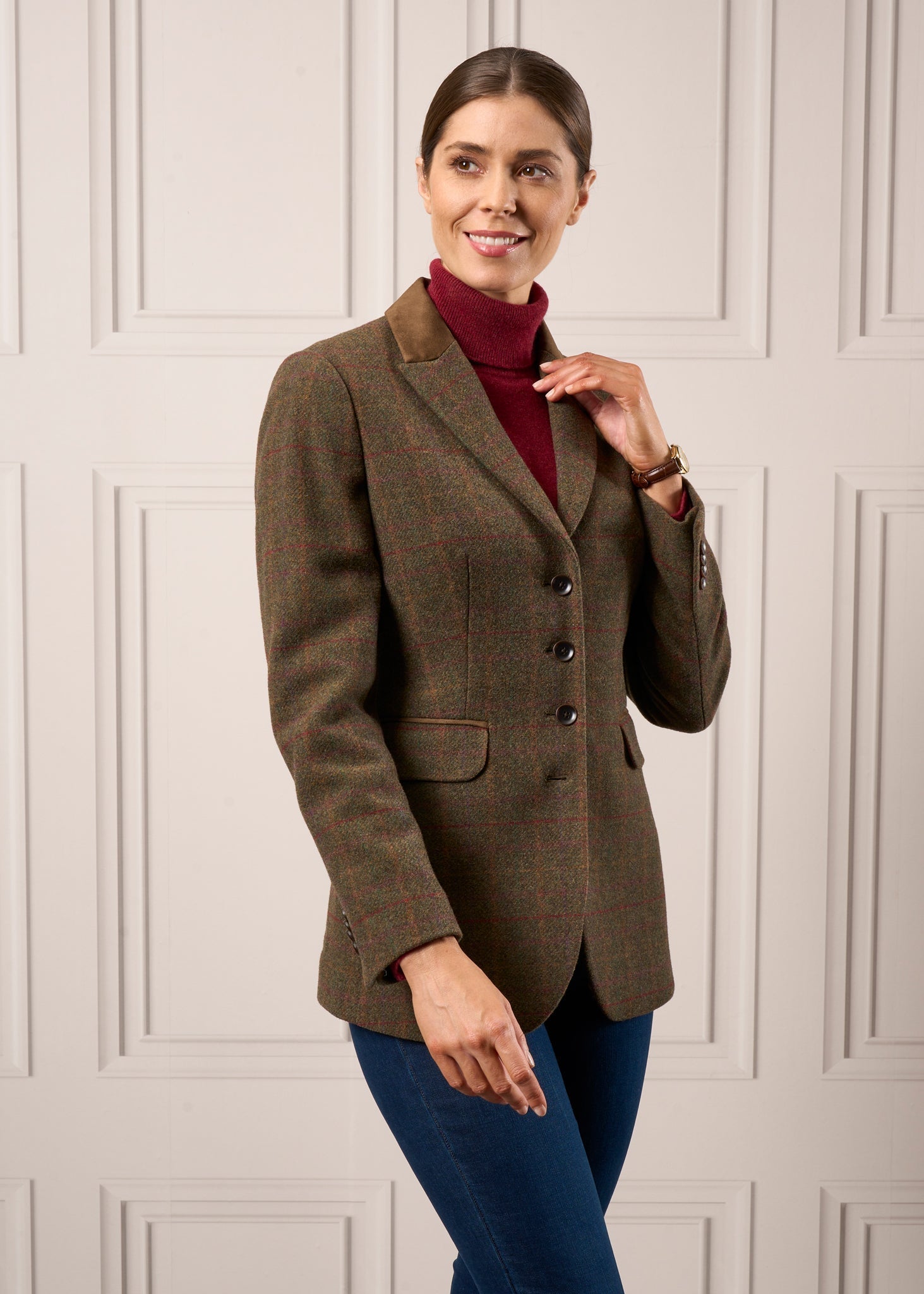 Surrey Ladies Tweed Blazer In Hemlock