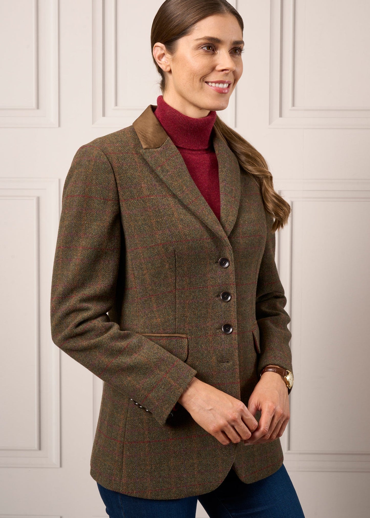 Surrey Ladies Tweed Blazer In Hemlock