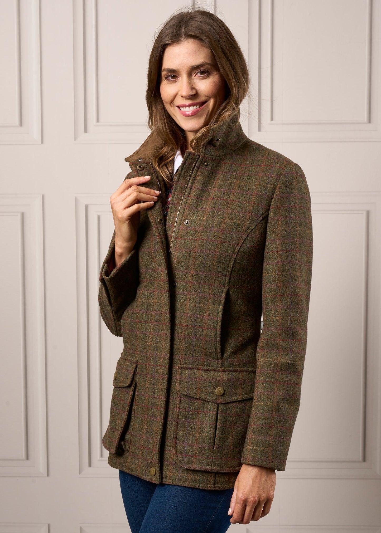 Surrey Ladies Tweed Coat In Hemlock