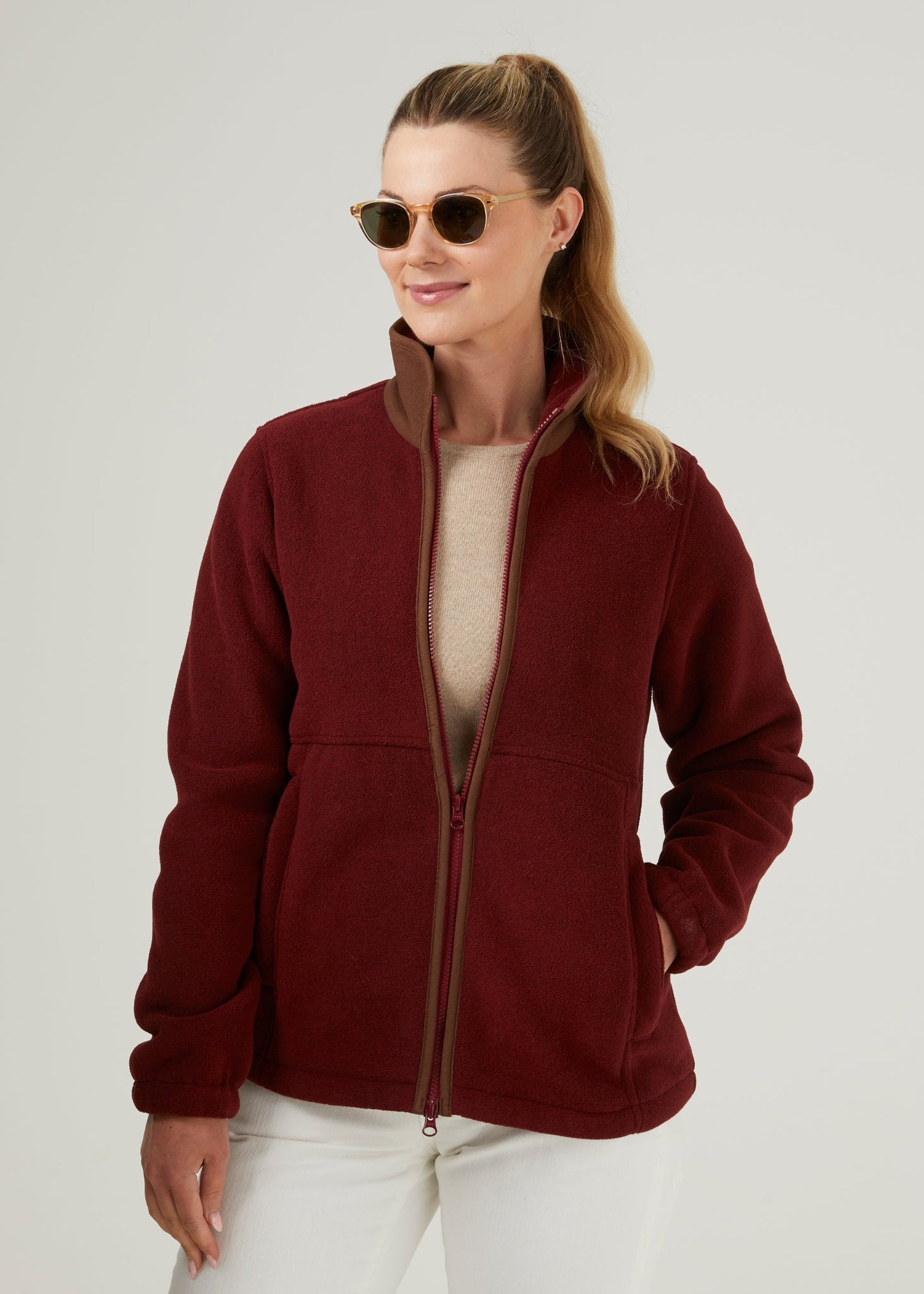 Ladies Fleece Jacket in Bloodstone