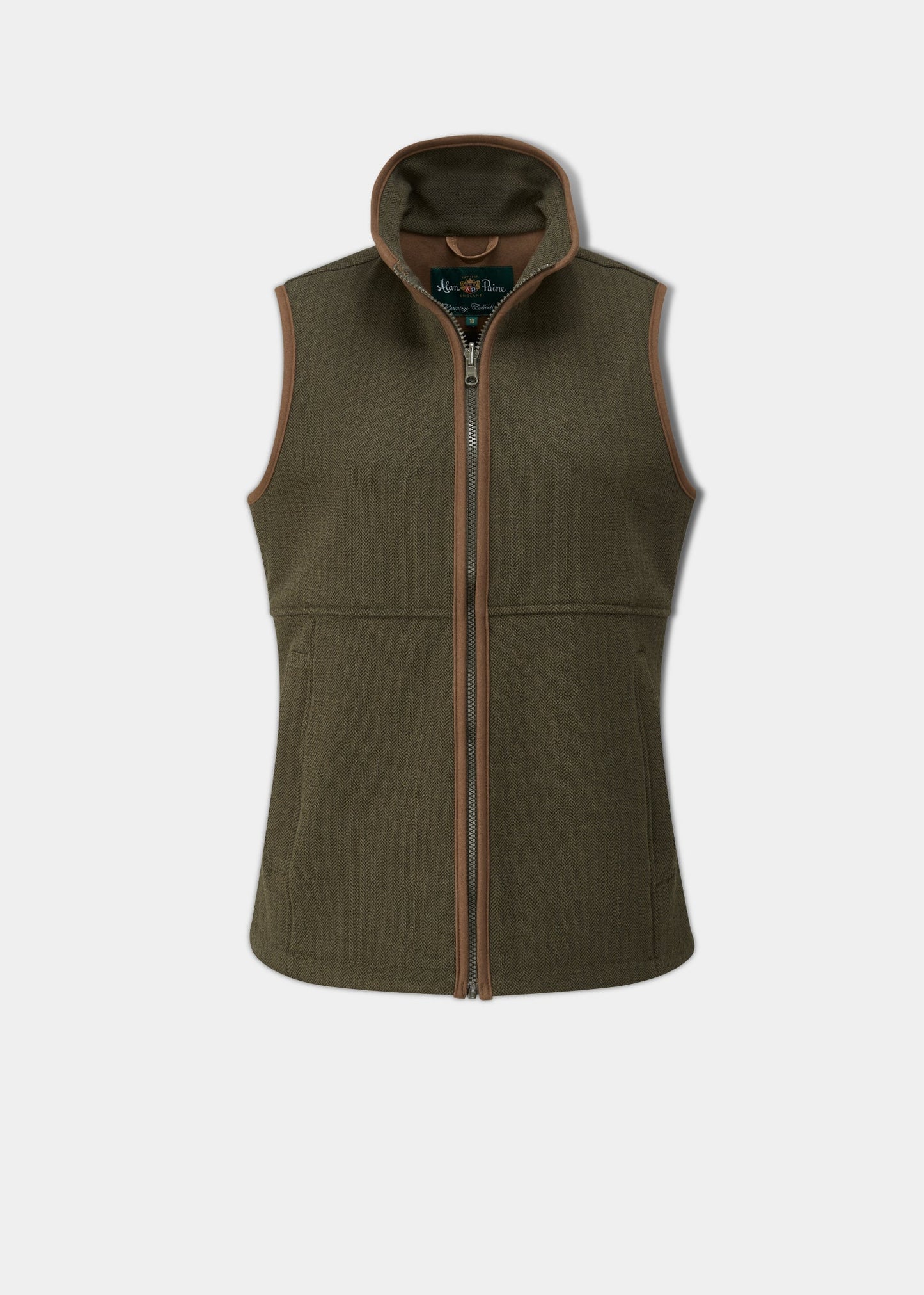 Aylsham Ladies Fleece Gilet In Green Herringbone