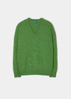 Men's Lambswool Vee Neck Jumper in Palm - Classic Fit