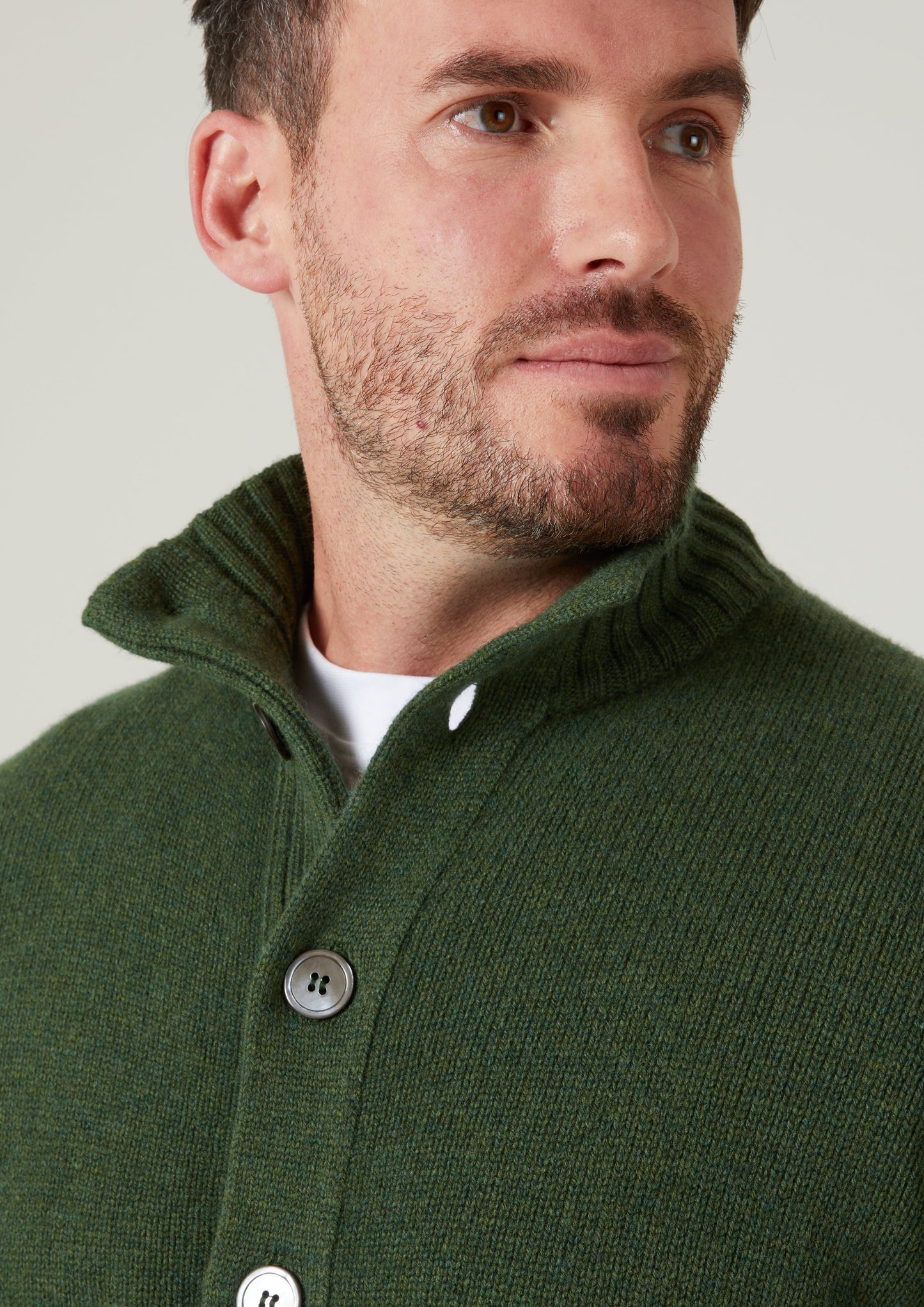 Landford Men's Lambswool Buttoned Jumper In Rosemary