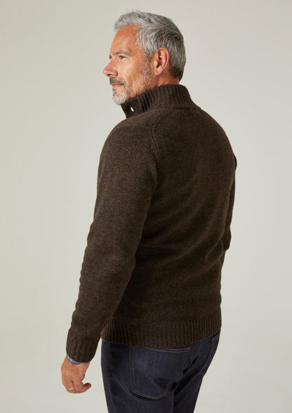 Landford Men's Lambswool Buttoned Jumper In Cocoa - Regular Fit