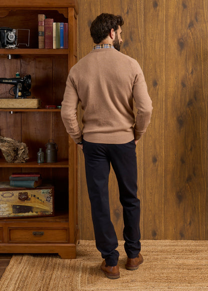 Lenzie Men's Lambswool Jumper In Camel