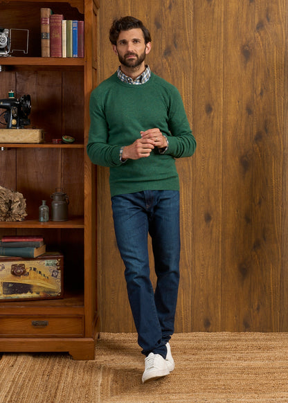 Lenzie Men's Lambswool Jumper In Courgette