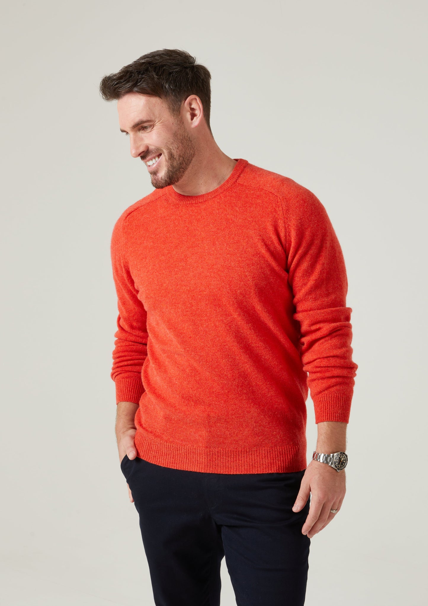 Lenzie Men's Lambswool Jumper In Inferno