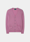 Men's Geelong Lambswool Cardigan in Pink Haze - Classic Fit