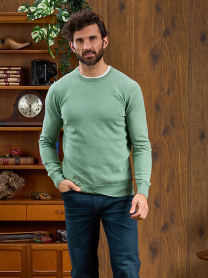 Geelong Crew Neck Jumper In Sage