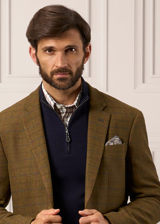 Surrey Tweed Lined Blazer In Moor - Regular Fit