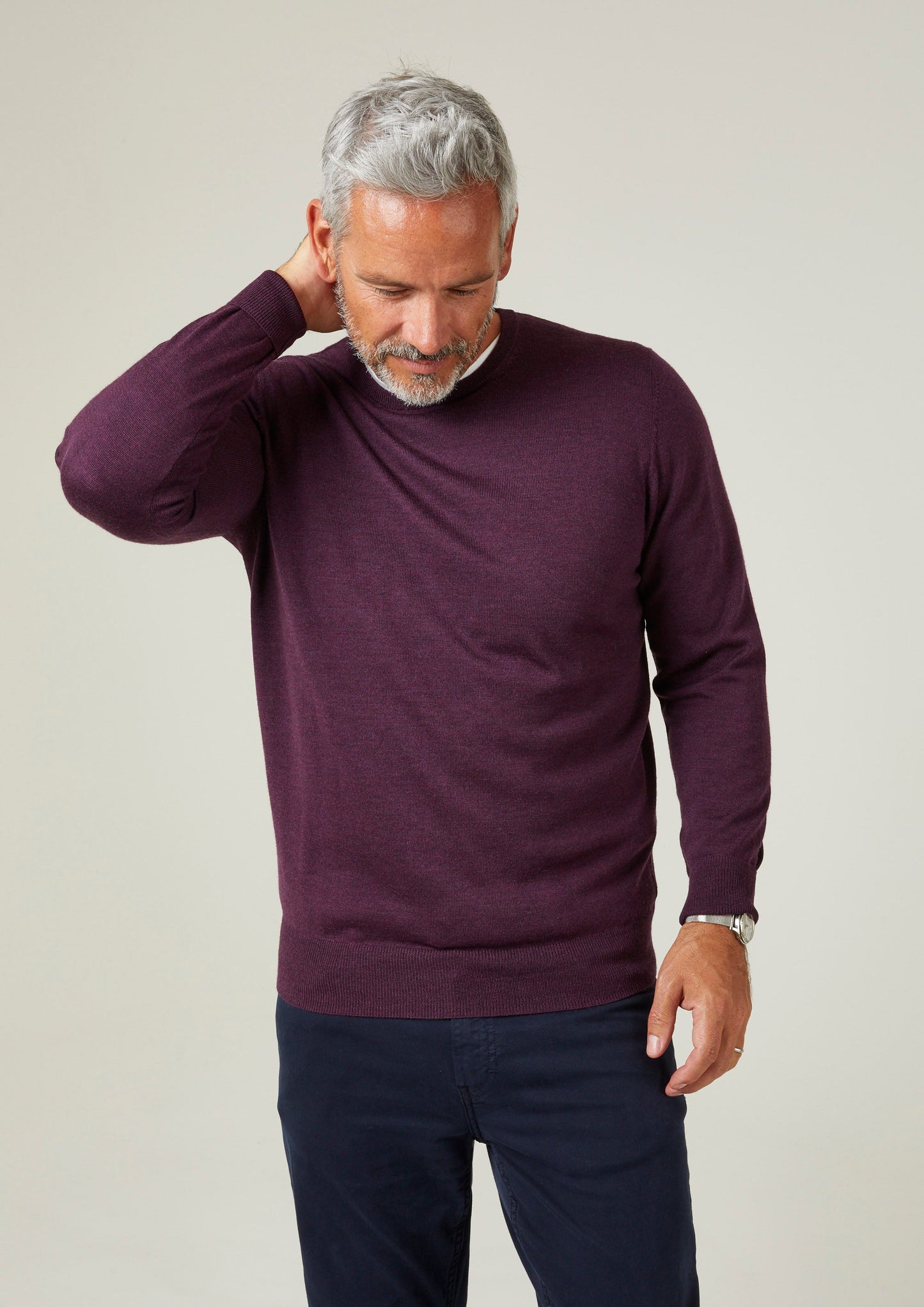 Radstone Men's Merino Wool Jumper in Black Grape - Regular Fit