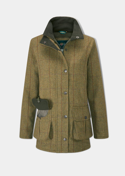 Rutland Ladies Tweed Waterproof Shooting Coat In Cypress