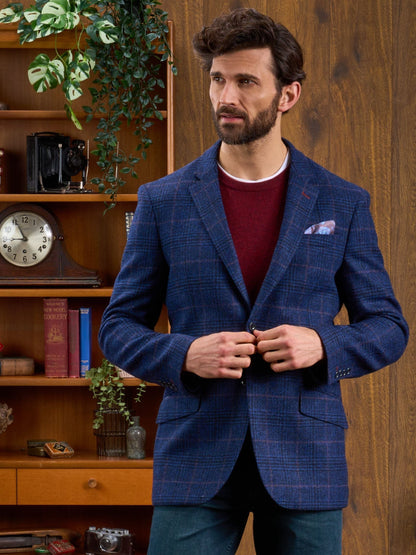 Surrey Tweed Lined Blazer In Navy Check