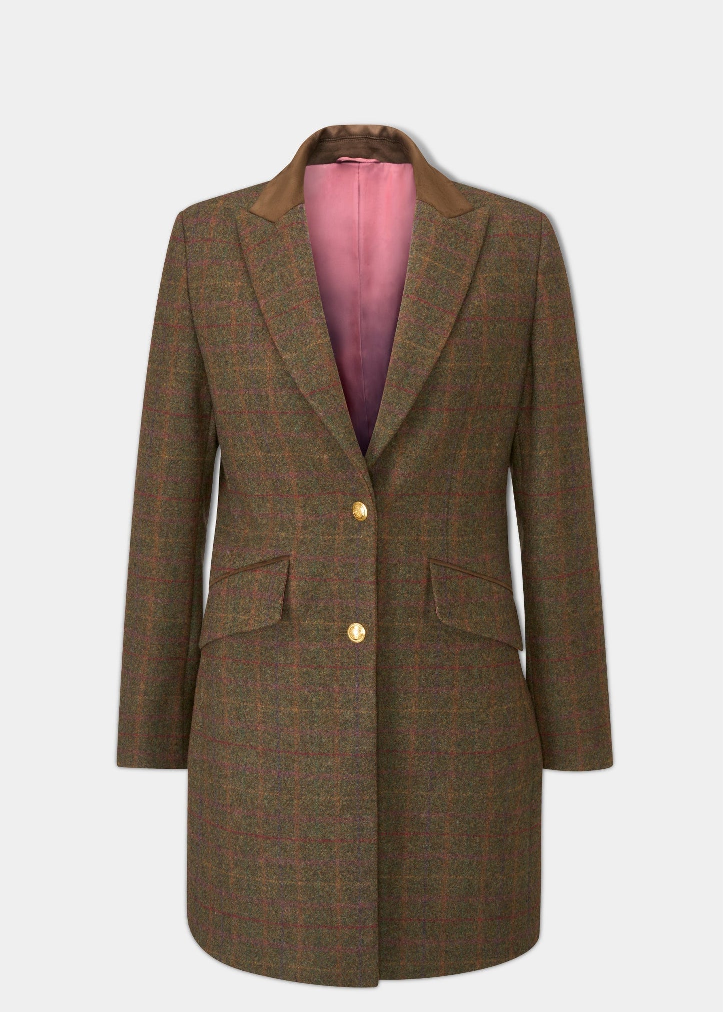 Surrey Ladies Mid-Thigh Tweed Coat In Hemlock