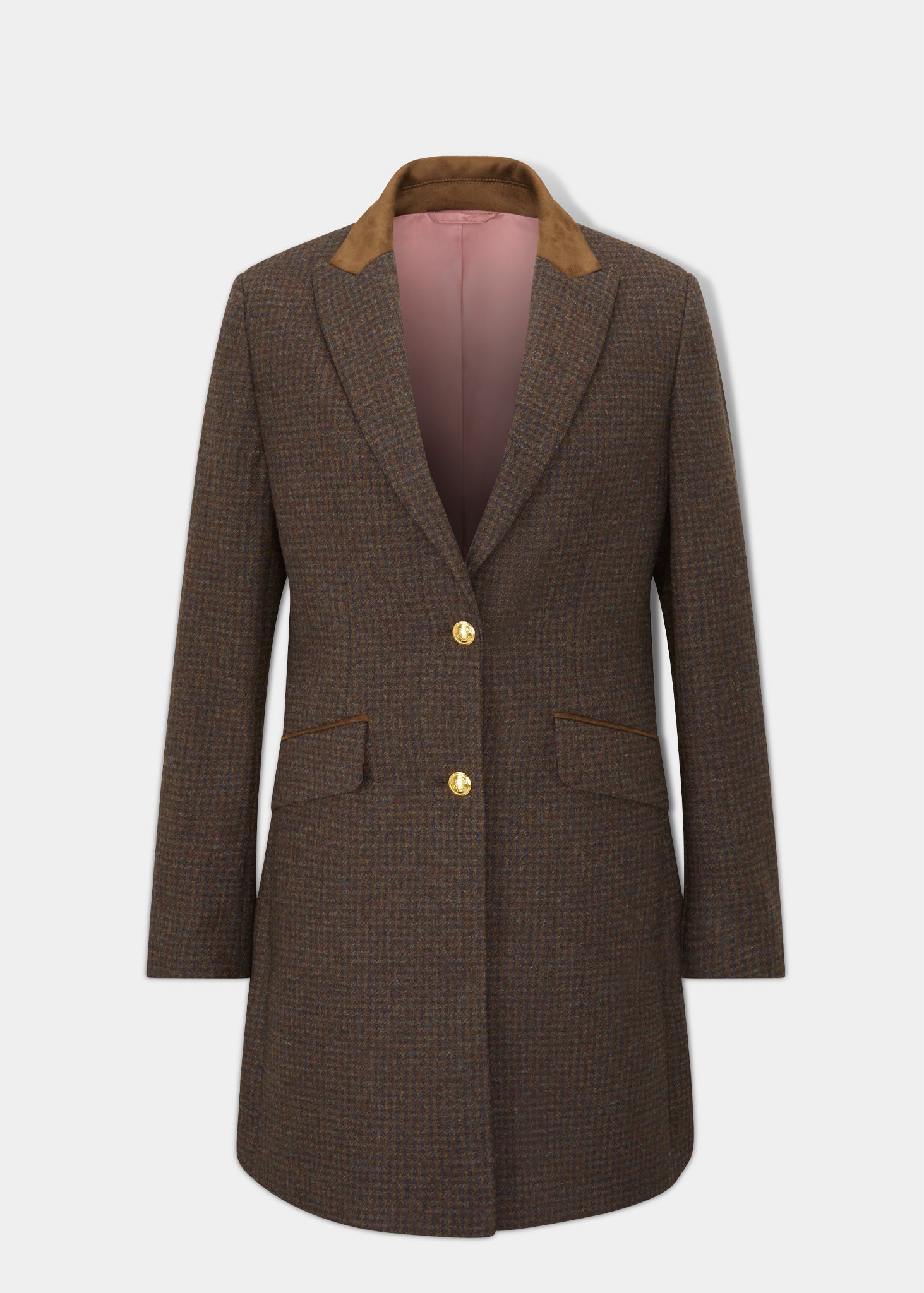 Surrey Ladies Mid-Thigh Tweed Coat In Bramble - Regular Fit