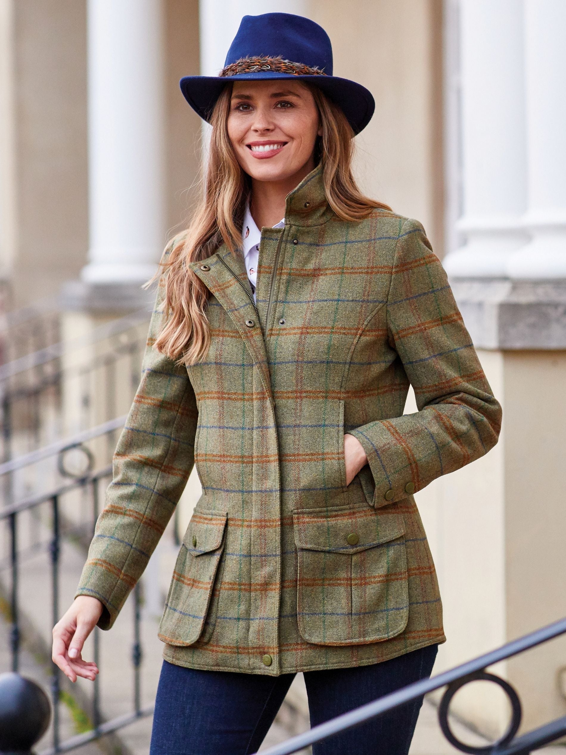 Surrey Ladies Tweed Coat In Clover