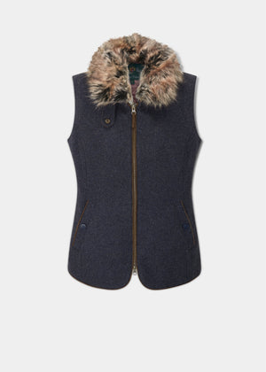 Surrey Ladies Tweed Gilet In Blue