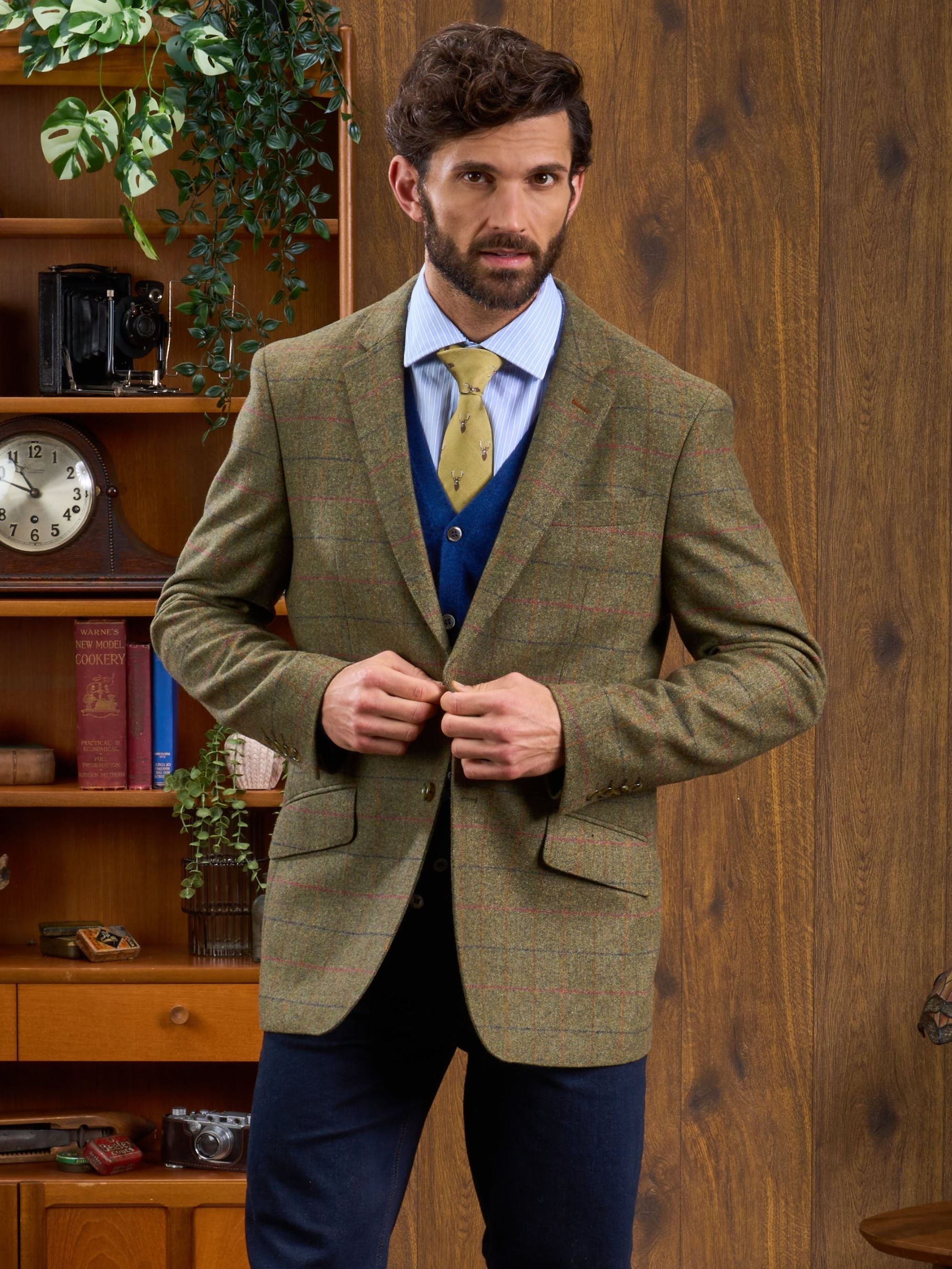 Surrey Tweed Lined Blazer In Meadow 