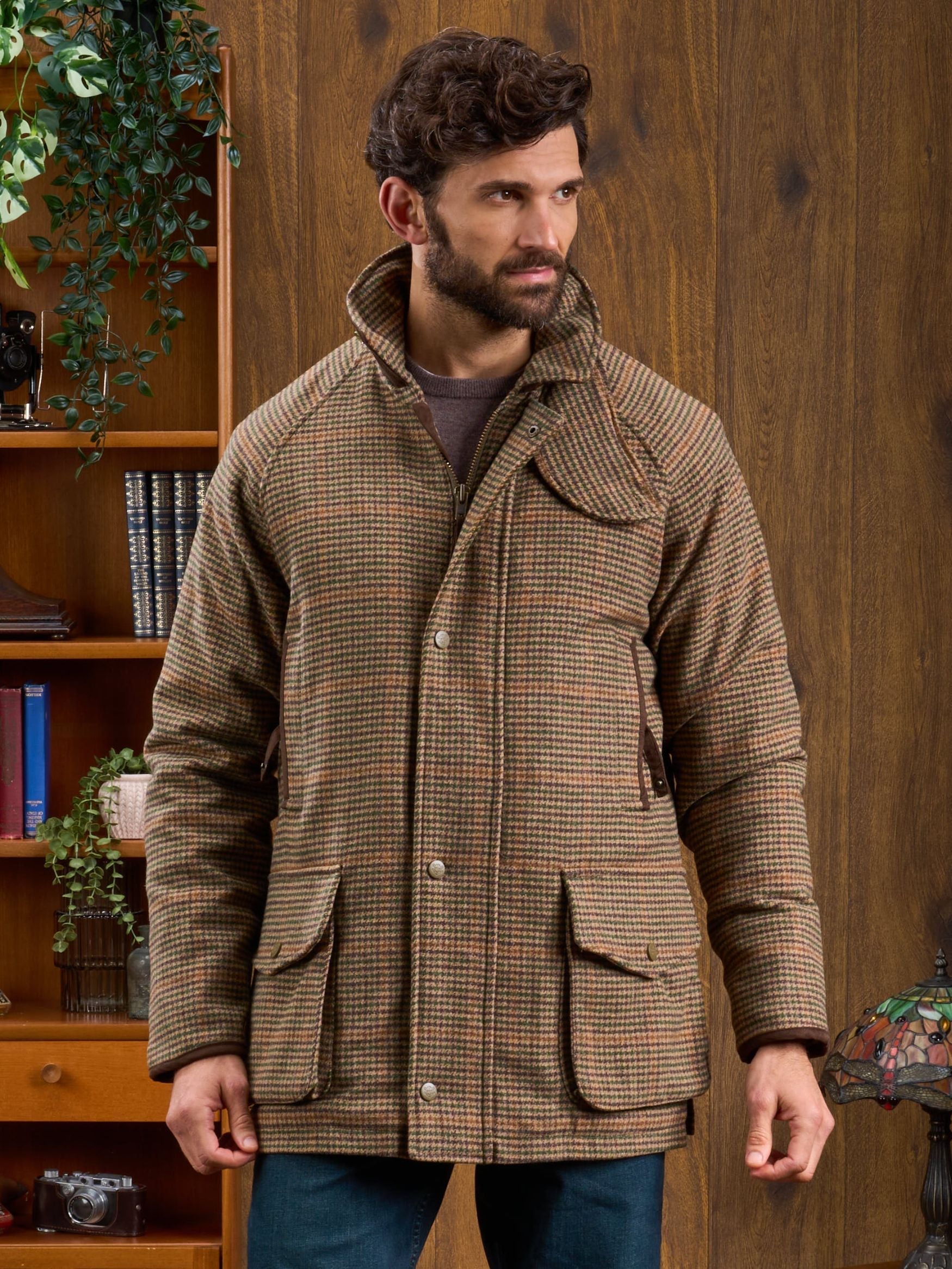 Surrey Waterproof Tweed Coat In Sycamore