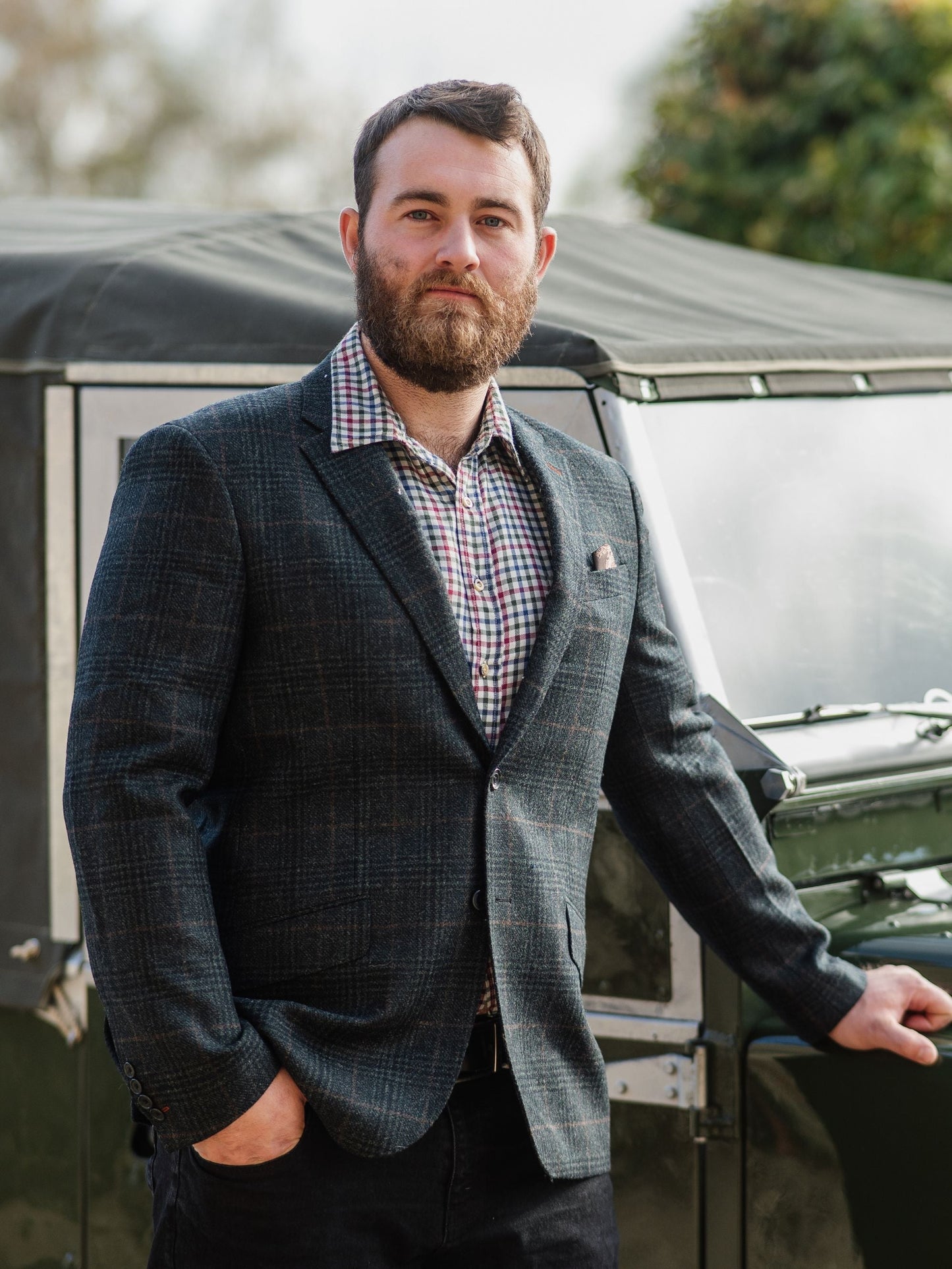 Surrey Tweed Lined Blazer In Green Check - Regular Fit