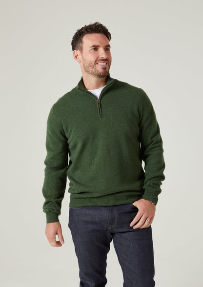 Sutherland Lambswool 1/4 Zip Jumper in Rosemary 