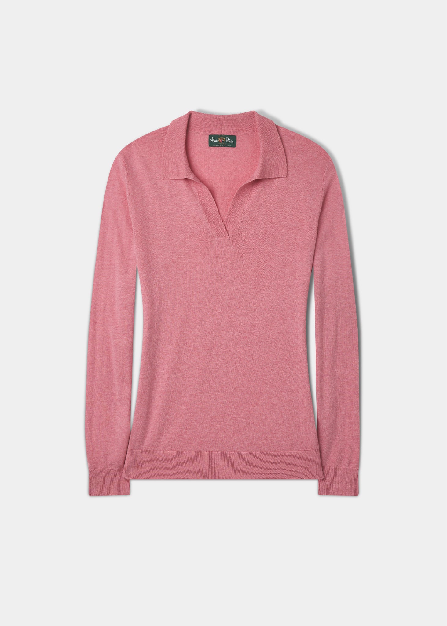 Uma Cotton Cashmere Open Placket Jumper In Carnation