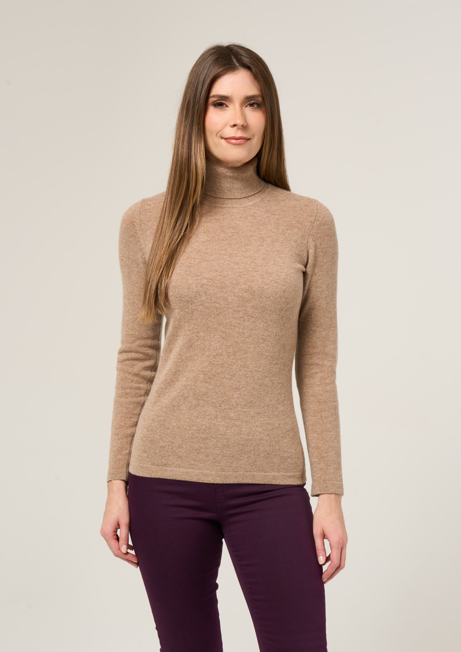 Rebecca Ladies Roll Neck Jumper In Colt