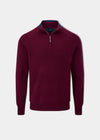 Streetly Men's 1/2 Zip Mock Neck Jumper In Bordeaux - Classic Fit