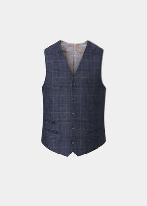 Surrey Men's Tweed Lined Country Waistcoat In Navy Check