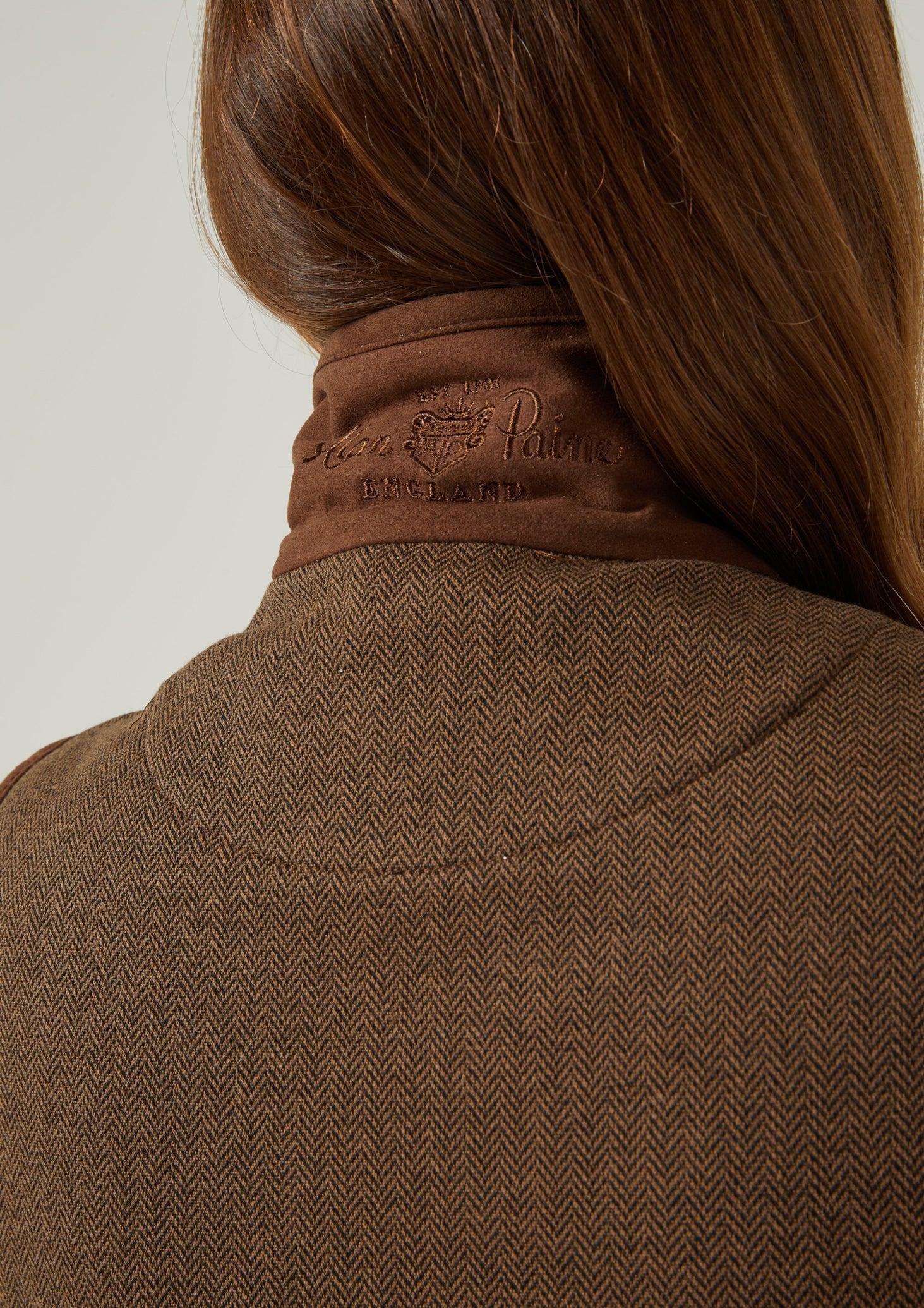 Aylsham Ladies Fleece Gilet In Brown Herringbone