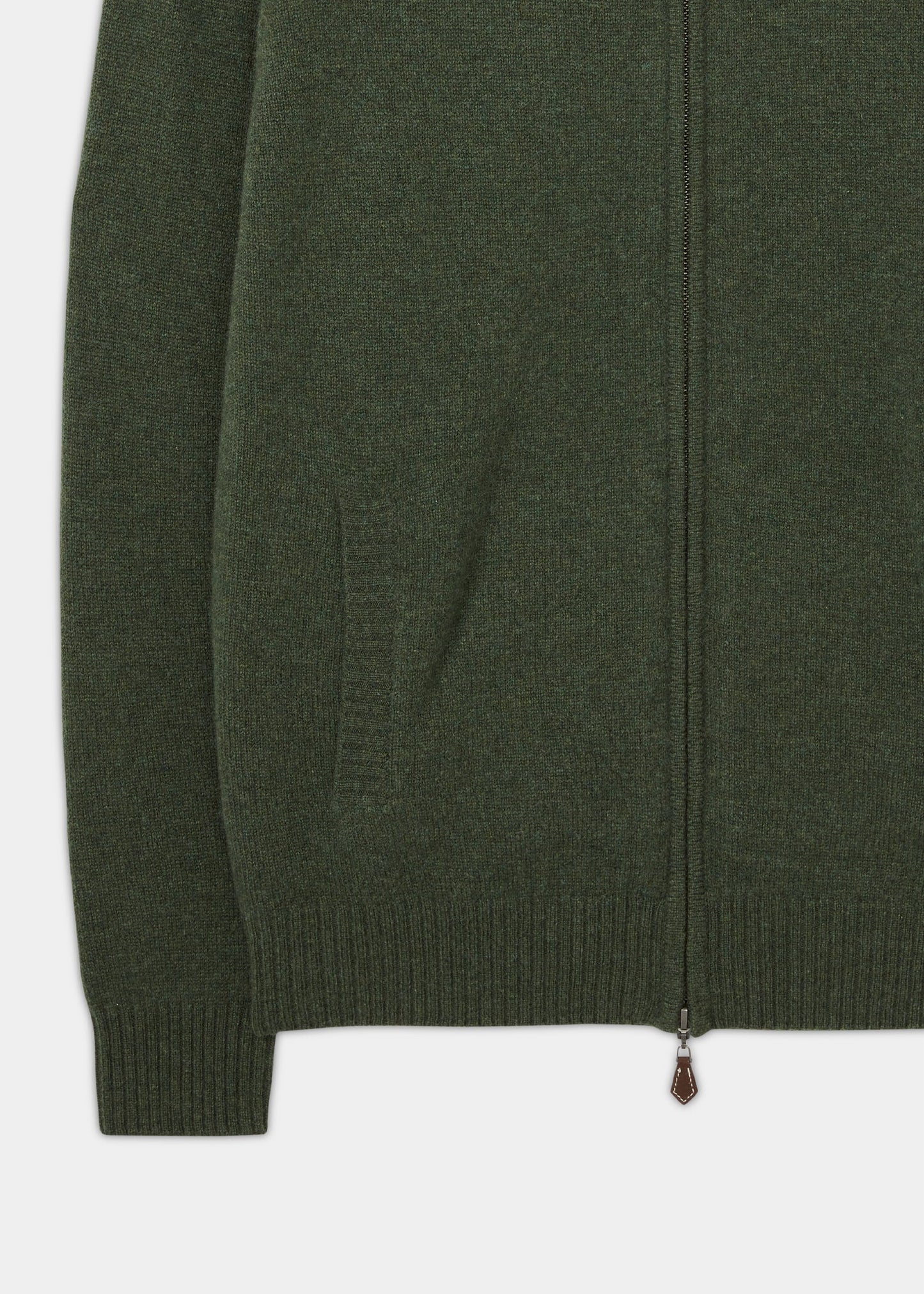 Mens Lambswool Zipped Mock Neck Jumper in Rosemary