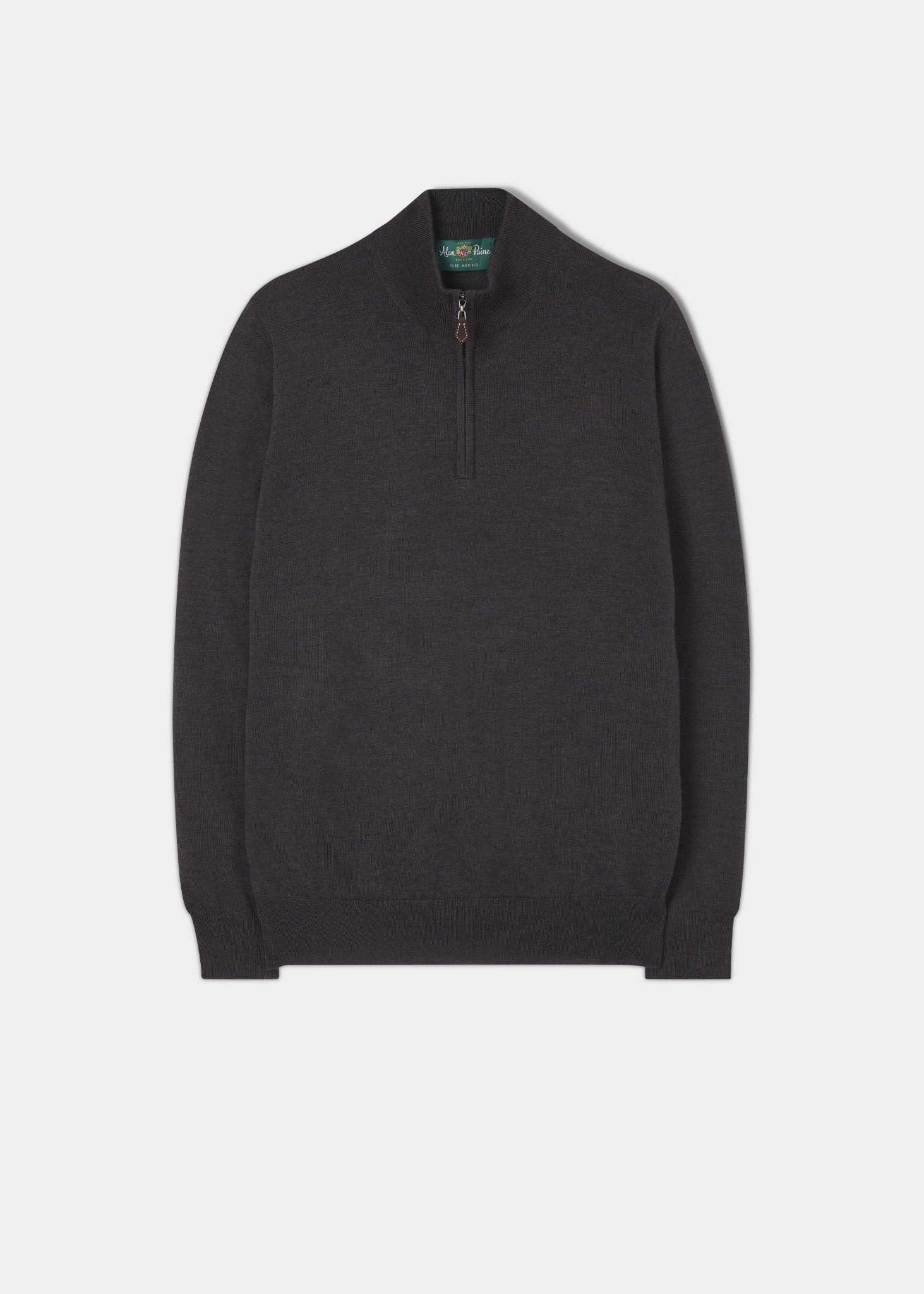 Barton Merino Wool 1/4 Zip Mock Jumper in Dark Brown 