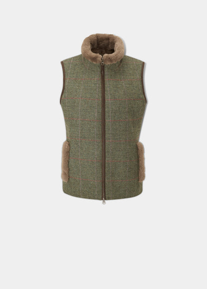 Combrook Ladies Tweed Gilet In Heath