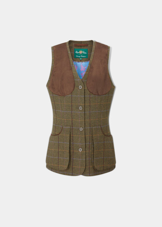 Combrook Ladies Tweed Shooting Waistcoat In Hazel