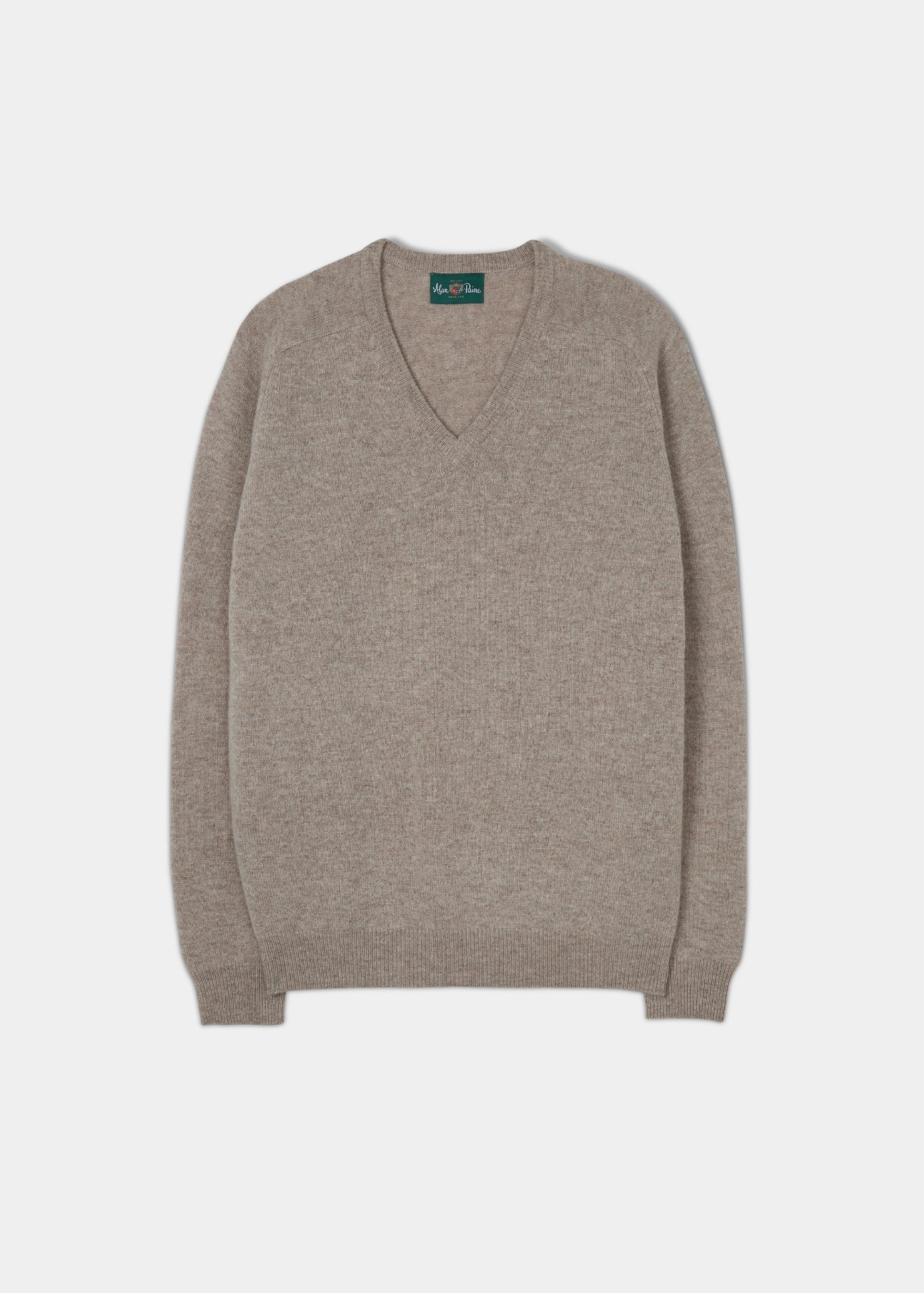 Men's Lambswool V Neck Jumper in Cobble